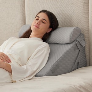 lot 7627079 image: Ruqmuis 3PCS Orthopedic Bed Wedge Pillow Set for Sleeping, Adjustable Wedge Pillow for Acid Reflux and Back Pain Relief, Wedge Pillow Headboard, Triangle Elevated Pillow Wedge for Post Surgery, Grey