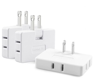 lot 7627101 image: 3 Pack AC Flat Wall Outlet Extender Flat Plug Adapter Outlet, Fold-Able 3 Way Wall Adapter Mani Plug for Home and Travel (White)