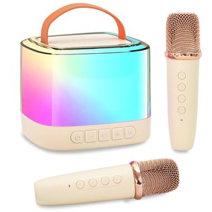 lot 7627104 image: Karaoke Machine for Kids,Portable Bluetooth Speaker with Wireless Microphone for Illusionary Flowing Light,Karaoke Toys Gifts for Girls & Boys Ages 4-12 Year Old Birthday Party