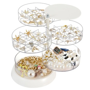 lot 7627105 image: Cq acrylic 360 Degree Rotating Jewelry Box for Girls,Small Jewelry Organizer Box and Earring Holder for Women,5 Layer Travel Jewelry Case With Lid,Mini Jewelry Case for Earrings Bracelets Rings,Clear