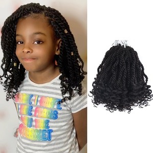 lot 7627106 image: 6 Inch Crochet Hair 8 Packs Wavy Senegalese Twist Crochet Hair Pre Looped Curly Ends 6 Inch Kinky Twist Crochet Braids Micro Two Strand Crochet Twist Hair (6 Inch,4)