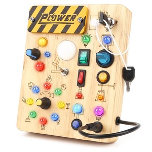 lot 7627111 image: Joyreal Montessori Busy Board Wooden Sensory Toys for Toddler with LED Light Up Switch, Baby Fidget Board Travel Toys for 18 Months, 1 2 3 Year Old Boys Girls Toddler Toys Gifts