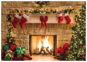 lot 7627115 image: WOLADA Christmas Fireplace Backdrop Christmas Backdrops for Photography Christmas Photo Backdrop Fireplace Backdrop Christmas Backdrop 8x6FT 11209