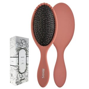 lot 7627118 image: RHOS Detangler Cushion Brush for Women, Men & Kids - Soft Nylon Bristles for Smoothing & Detangling Curly, Thin, Short or Thick Hair (1 Pack-Red)