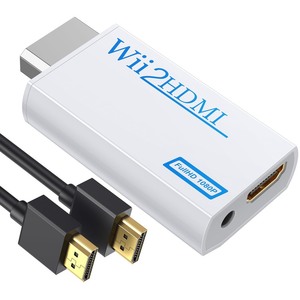 lot 7627119 image: GANA Wii to HDMI Converter Adapter with Hdmi Cable Connect Wii Console to HDMI Display in 1080p Output Video with 3.5mm Audio Supports All Wii Display Modes White