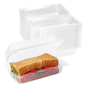 lot 7627125 image: MANSHU 100 Pcs Clear Plastic Take out Containers,Disposable Clamshell Dessert Container with Lid, for Salads, Pasta, Sandwiches (8.66x5.12x3.15 in).