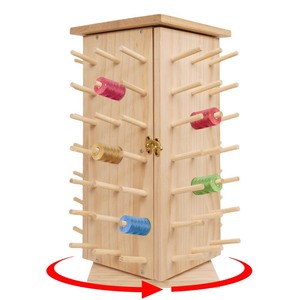 lot 7627131 image: 360° Fully Rotating Wooden Thread Holder - �Embroidery Thread Organizer - Thread Rack for Sewing with 84 Spools -�Thread Braiding Holder Storage for Quilting, Embroidery - �Hair-braiding and Jewelry