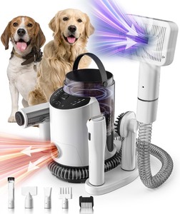 lot 7627136 image: SNOYWEN Dog Grooming Kit & Pet Hair Dryer & Dog Electric Clippers, 3L Large Capacity with 8 Grooming Tools, Low Noise for Long Hair Dogs and Cats, Adjustable Airflow and Temperature, UL, Touchscreen - Retail $102.08