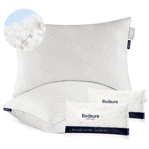lot 7627139 image: Bedsure Firm Shredded Memory Foam Pillows - Adjustable Cooling Pillows Queen Size Set of 2 (19x28) with Rayon Derived from Bamboo for Side, Back, Stomach, Hot Sleepers