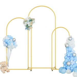 lot 7627146 image: Metal Arch Backdrop Stand Set of 3 (6FT, 5FT, 4FT), Wedding Arch Backdrop Stand Arched Backdrop Frame for Birthday Party Wedding Ceremony Baby Shower Garden Balloon Arch Decoration, Gold