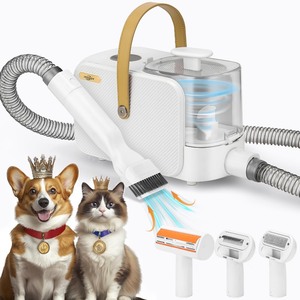 lot 7627148 image: ITBABY 2.0L Dog Grooming Kit, Pet Grooming Kit & Vacuum Suction 99% Pet Hair Groomer, Professional Slicker Brush with 4 Proven Grooming Tools for Dogs Cats, Quiet Pet Vacuum Groomer (Whtie)