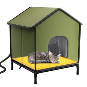 lot 7627149 image: Heated Outdoor Cat House for Outsid-Wide Winter Shelter for Ferals - Cat House for Outdoor Cats, Heated House for Outside Weatherproof Insulated Protection 22.5 x 17 x 17 - Retail $81.02