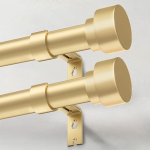 lot 7627152 image: IFELS 2 Pack Heavy Duty Curtain Rods for Windows 66 to 120 Inch, 1 Inch Gold Adjustable Curtain Rod Set with Easy Installation and Modern Design (A1,Gold,30-120,2Pack)