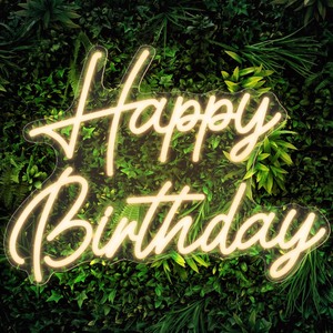 lot 7627159 image: Kavaas Happy Birthday Neon Sign 16.5 x 12.2, Neon Happy Birthday Sign for Backdrop with Dimmable Switch - Birthday Light Up Sign Party Decoration (Warm White)