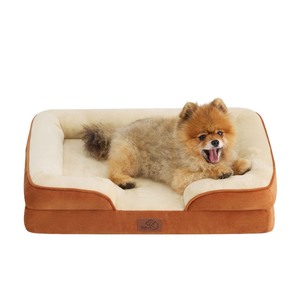 lot 7627160 image: Bedsure Small Orthopedic Dog Bed - Washable Bolster Dog Sofa Beds for Small Dogs, Supportive Foam Pet Couch Bed with Removable Washable Cover, Waterproof Lining and Nonskid Bottom Couch, Caramel