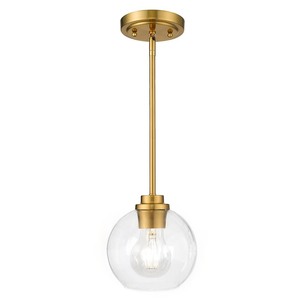 lot 7627161 image: OUVR Gold Pendant Light Fixtures,7 Inch Globe Pendant Lights Kitchen Island with Clear Glass, 1 Light Hanging Lights for Kitchen Island, Dining Room, Bedroom, Hallway, Farmhouse