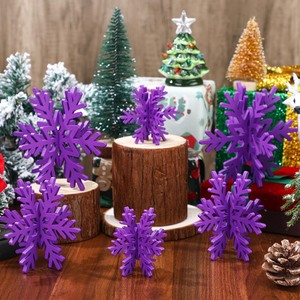 lot 7627165 image: Bucherry 12 Pcs Wooden Snowflake Table Decor 3D Snowflake Tabletop Signs and Centerpiece for Christmas Xmas Winter Wonderland Decorations Home Party(Purple)