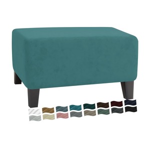 lot 7627175 image: MAXIJIN Velvet Ottoman Slipcover Small Stretch Square Rectangle Footstool Slipcover Folding Storage Ottoman Covers for Living Room with Elastic Bottom (Ottoman Small, Peacock Blue)