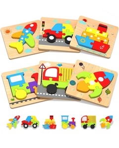 lot 7627192 image: Yetonamr Wooden Toddler Puzzles Gifts Toys for 1 2 3 Years Old Boys Girls, 6 Vehicle Shape Montessori Toys Educational Blocks Kids Toys Gift Baby Learning Toy Age 1-3, 2-4