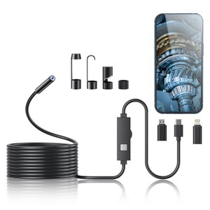 lot 7627201 image: Endoscope Camera with Light, 1920P HD Borescope Tools with 8 Adjustable LED Lights, Endoscope with 16.4ft Semi-Rigid Snake Camera, IP67 Waterproof Inspection Borescope for iOS and Android-16.4ft