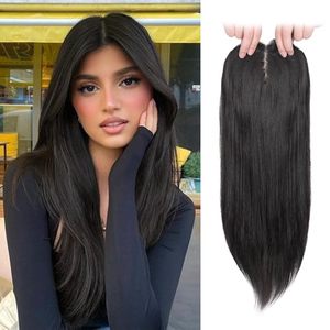 lot 7627202 image: MEDO Hair Toppers for Women with Thinning Hair, 18 Inch Black Hair Topper for Women, Long Straight Toppers Hair Pieces for Women, Synthetic Wig Toppers for Women, Wiglet Hairline Topper for Women