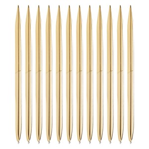 lot 7627209 image: Juvale 12 Pack Gold Ballpoint Pens for Wedding Guest Book, Bulk Office Supplies, Black Ink, 1mm Medium Point (Metallic, 6.4 In)