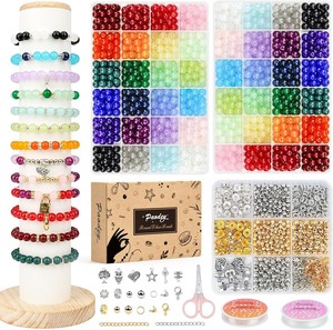 lot 7627211 image: Paodey 8mm Glass Beads Bracelet Making Kit 1600PCS, Crystal Round Beads for Jewelry Making, 24 Colors 3 Box Bracelet Beads DIY Craft for Teen Adults