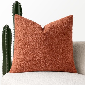 lot 7627214 image: MIULEE Pack of 1 Burnt Orange Textured Boucle Throw Pillow Cover Soft Decorative Couch Accent Solid Lumbar Pillow Case for Cushion Chair Sofa Bedroom Livingroom Home Decor��24x24 Inch