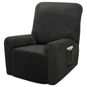 lot 7627215 image: U-NICE HOME Velvet 4pcs Recliner Covers Reclining Cover for Recliner Chair (Recliner, Dark Grey)