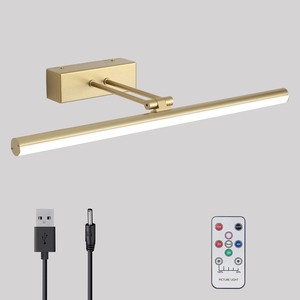 lot 7627216 image: HOWMZON Battery Operated Picture Light,5200mAh Picture Lights for Wall with Remote,16 inch Art Light for Paintings, Gallery Lighting for Photo,Mirror,Artwork Frame,Portrait(Gold)
