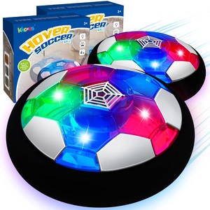 lot 7627217 image: KKONES Kids Toys Hover Soccer Ball (Set of 2), Battery Operated Air Floating Soccer Ball with LED Light and Soft Foam Bumper for Indoor Outdoor Game, Gifts for Age 3 4 5 6 7 8-16 Year Old Boys Girls