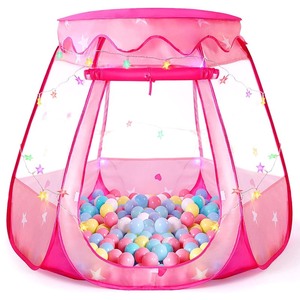 lot 7627225 image: Pop Up Princess Tent with Colorful Star Lights for 1 2 3 Year Old Birthday Gift, 12-18 Months Baby Girl Toys, Foldable Ball Pit with Carrying Bag, Indoor&Outdoor Play Tent for Kids