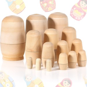 lot 7627226 image: Charniol 15 Pieces Unpainted Blank Russian Nesting Dolls Plain Unfinished Wooden Nesting Dolls Handmade DIY Traditional Matryoshka for Kids Teens Adults Paint Present