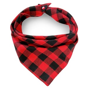 lot 7627233 image: Christmas Plaid Dog Bandana with Button, Fall Dual Layer Scarf Soft Cotton Triangle Bib Girls and Boys Kerchief Adjustable Accessories for Small Medium Large Extra Large Dog Puppy Pet Cat