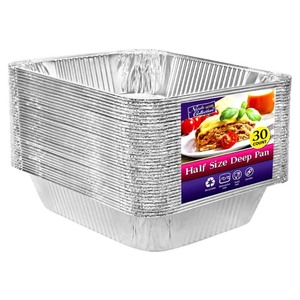 lot 7627236 image: Aluminum Pans Half Size, 9X13, Extra Heavy Duty Disposable Foil Pans For Baking (30 Pack) Roasting & Chafing, Deep Tin Foil Bakeware, Steam Table Tray, Cookware, Food Prepping, Cake & Oven Pan