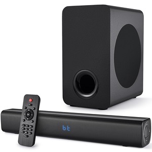 lot 7627237 image: Fansbe Direct Sound Bar Speakers Bluetooth Wireless, TV Speakers Sound Bar Subwoofer, Home Theater Surround Sound Bar HDMI(ARC) Optical AUX USB 2.1ch Home Audio Sound System TV PC Wall Mount, Black - Retail $100.35