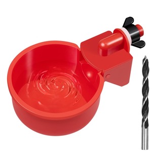 lot 7627240 image: Chicken Waterer Cups 8 Pack Automatic Chicken Water Cups for Poultry LANARP Float Style Gravity Chicken Watering System, Water Feeder Kit, 5 Gallon with Mounting Hole Opener