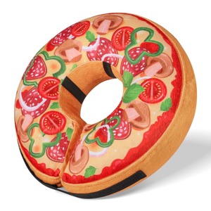 lot 7627241 image: Grand Line Pizza Inflatable Collar for Dog and Cat, Soft Protective Recovery Cone After Surgery, Blow up Pet Donut Collar Cone, E-Collar Alternative Does not Block Vision (Cartoon, Small)