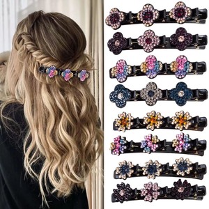 lot 7627250 image: Sparkling Crystal Stone Braided Hair Clover Clips for Thick Thin Hair, Girls  Women Hair Accessories for Styling Sectioning, Large, 8 Pcs