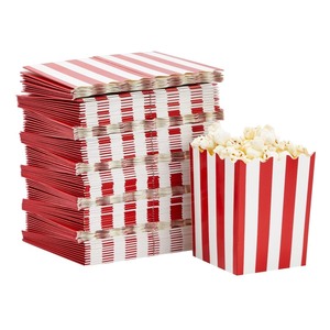 lot 7627254 image: Juvale 100 Pack Red and White Mini Popcorn Boxes for Party, Bulk Paper Popcorn Containers for Movie Night Decorations (3 x 4 In)