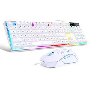 lot 7627255 image: Gaming Keyboard and Mouse Combo, K1 RGB LED Backlit Keyboard with 104 Key for PCLaptop(White)