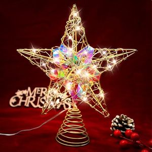 lot 7627271 image: Christmas Star Tree Topper with 20 LED Lights, Battery Operated 9 Inch Metal Hollow Design, Easy-to-Install Christmas Tree Decorations for Holiday and Christmas Home D�cor, Colorful