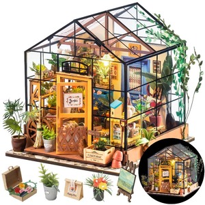 lot 7627273 image: Rolife DIY Miniature House Kit Greenhouse, Tiny House Kit for Adults to Build, Mini House Making Kit with Furniture, HalloweenChristmas DecorationsGifts for Family and Friends (Cathys Greenhouse)