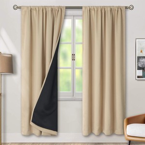 lot 7627278 image: BGment Thermal Insulated 100% Blackout Curtains for Bedroom with Black Liner, Double Layer Full Room Darkening Noise Reducing Rod Pocket Curtain (42 x 84 Inch, Beige, 2 Panels)