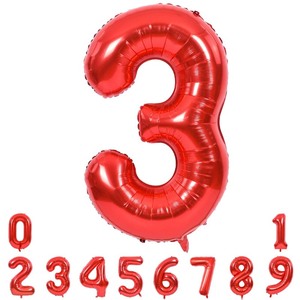 lot 7627289 image: TONIFUL 40 Inch Red Large Numbers Balloons 0-9, Number 3 Digital 3 Helium Balloons, Foil Mylar Big Number Balloons for Birthday Party Anniversary Supplies Decorations