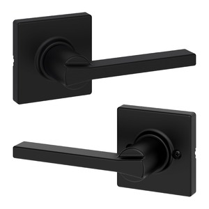 lot 7627299 image: Kwikset Casey Interior Passage Door Handle, Lever For Closet and Hallway Doors, Reversible Non-Locking Handle Lever, Matte Black , with Microban Protection
