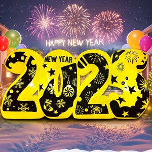 lot 7627306 image: KOOY 7FT New Years Eve Party Supplies 2025, Happy New Year 2025 Decorations Inflatable, 2025 New Years Decorations Outdoor, Blow Up Yard Decor with LED Lights for Party, Indoor, Outdoor