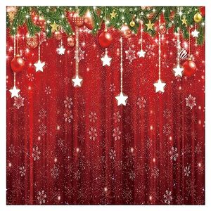 lot 7627307 image: YYNXSY Fabric Red Merry Xmas Background Christmaspodcast Backdrop for Winter New Year Eve Photography Family Party Birthday Glitter Bokeh Sparkle Baby Shower Decoration Photo Booth 10X10FT YY-3570
