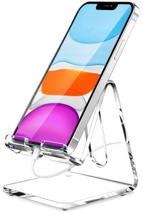 lot 7627320 image: Crpich Acrylic Cell Phone Stand, Portable Clear Phone Stand for Desk, Compatible with Phone16 15 14 13 Pro Max Mini 12 11 Plus SE, Switch, Android Smartphone, Pad, Tablet, Desk Accessories