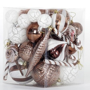 lot 7627346 image: Christmas Tree Ornaments 36 pcs Multi-Size Candy Cane Shatterproof Ball Ornaments Set for Christmas Holiday Wreath & Party Decorations,Brown